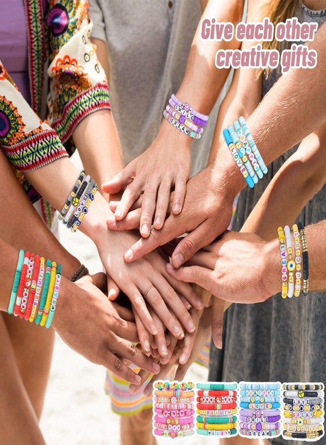 LUYI 32 Pcs Preppy Jewelry Bracelets for Women Clay Bead Colorful Surfer Heishi Bracelet Set Stackable Beaded Friendship Stretch Bracelets Boho Y2K Summer Beach Elastic Layering Bracelets - Image 3